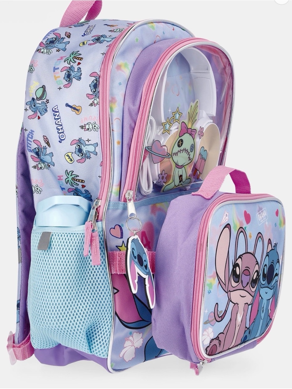 Licensed Stitch Kids Backpack and Lunch Bag Set - Purple, Pink, Light Blue